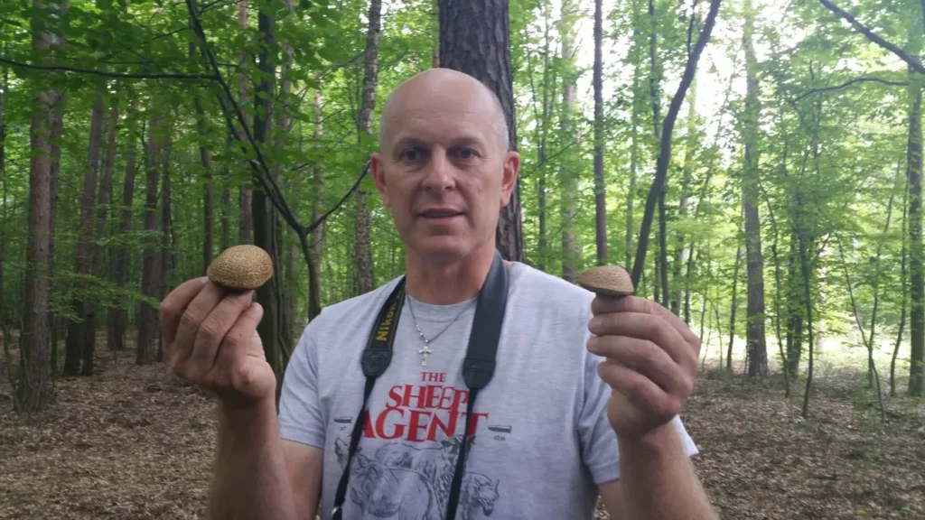 Grzgorz Maleszewski in forest where Sam and Esther hid in pit.