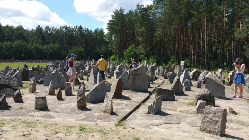 Treblinka today - memorial stones representing whole communities that were murdered here. 